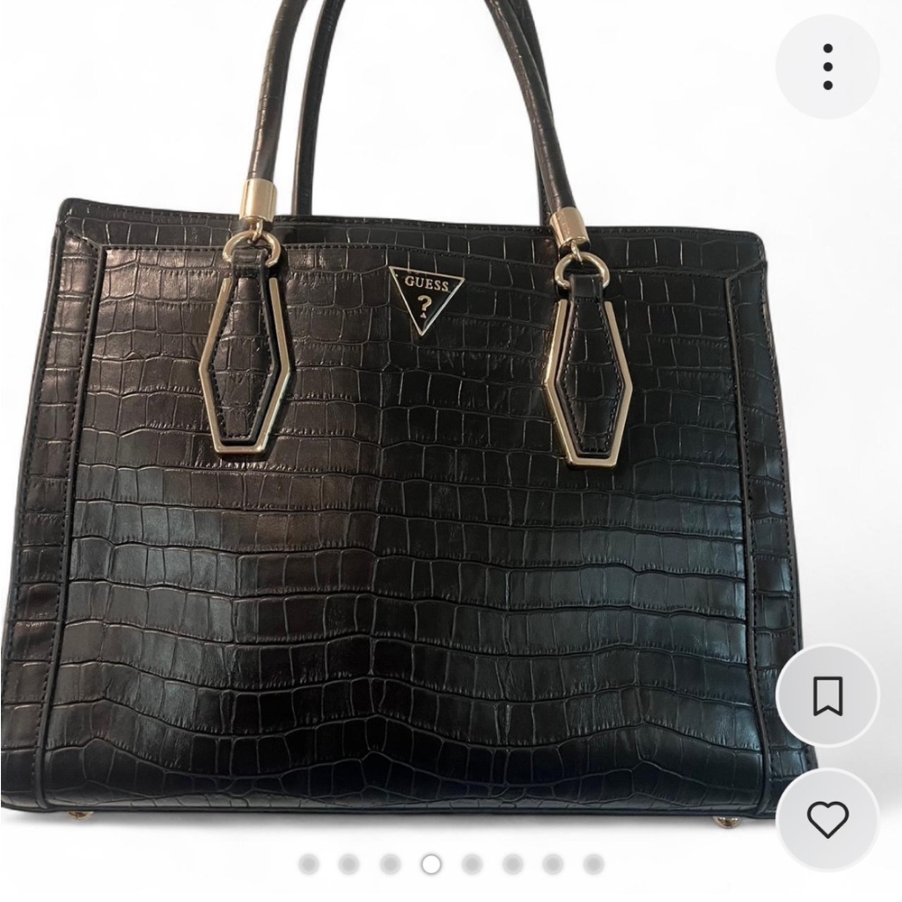 GUESS Black Croc-Embossed Tote